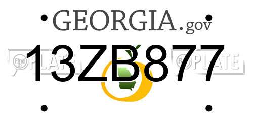 13ZB877 Georgia License Plate