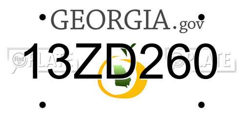 13ZD260 Georgia License Plate