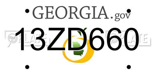 13ZD660 Georgia License Plate