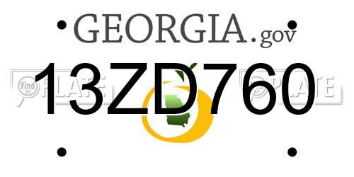 13ZD760 Georgia License Plate