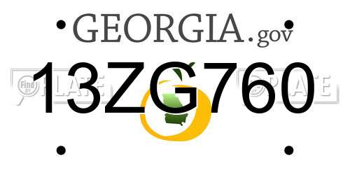13ZG760 Georgia License Plate