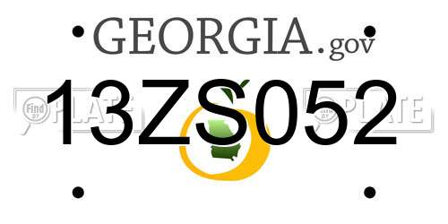 13ZS052 Georgia License Plate