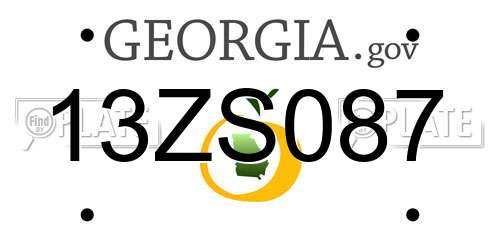13ZS087 Georgia License Plate
