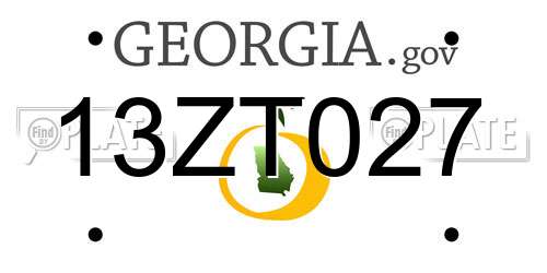13ZT027 Georgia License Plate