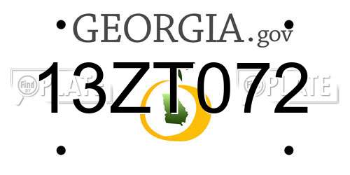 13ZT072 Georgia License Plate