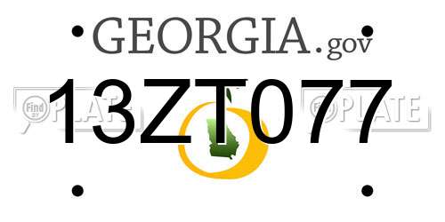 13ZT077 Georgia License Plate