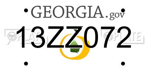 13ZZ072 Georgia License Plate