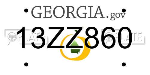 13ZZ860 Georgia License Plate