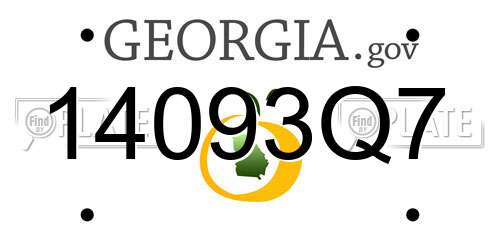 14093Q7 Georgia License Plate