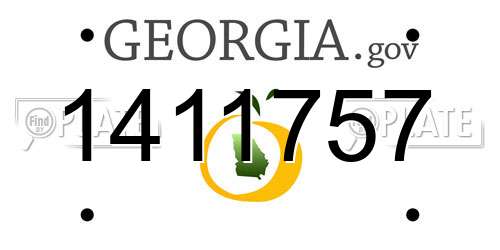 1411757 Georgia License Plate