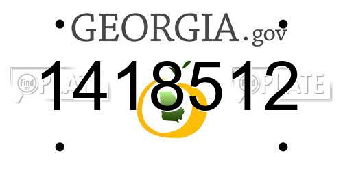 1418512 Georgia License Plate