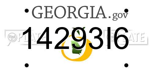 14293I6 Georgia License Plate