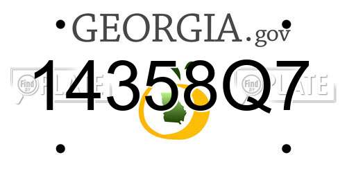14358Q7 Georgia License Plate