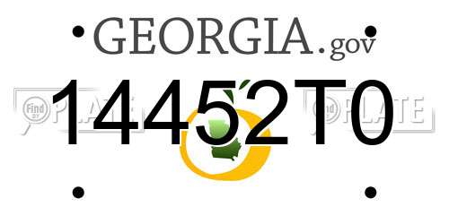 14452T0 Georgia License Plate