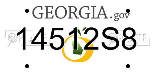 14512S8 Georgia License Plate