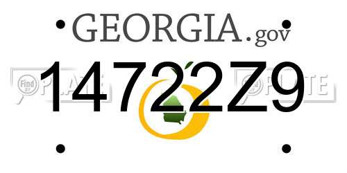 14722Z9 Georgia License Plate