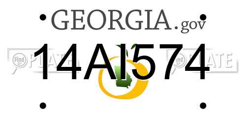 14AI574 Georgia License Plate