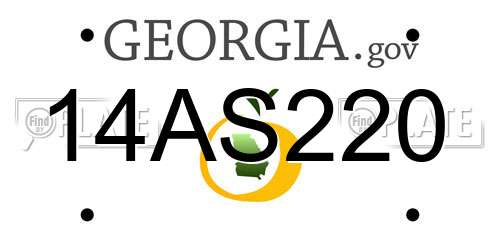 14AS220 Georgia License Plate
