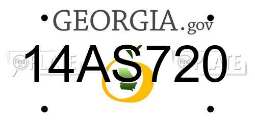 14AS720 Georgia License Plate