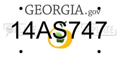 14AS747 Georgia License Plate