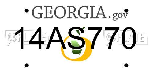 14AS770 Georgia License Plate