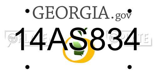 14AS834 Georgia License Plate