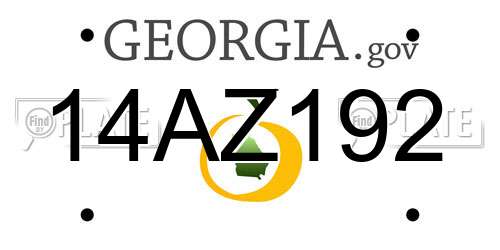 14AZ192 Georgia License Plate