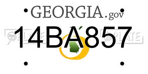 14BA857 Georgia License Plate