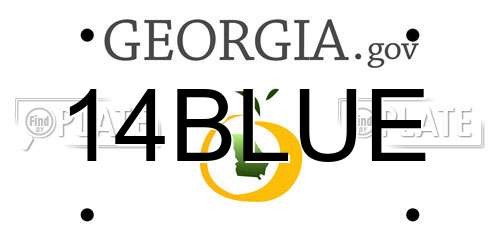 14BLUE Georgia License Plate