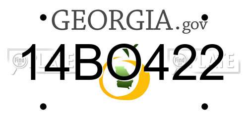 14BO422 Georgia License Plate