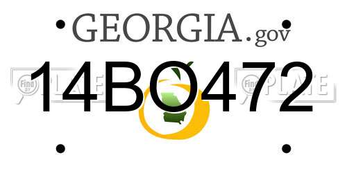 14BO472 Georgia License Plate