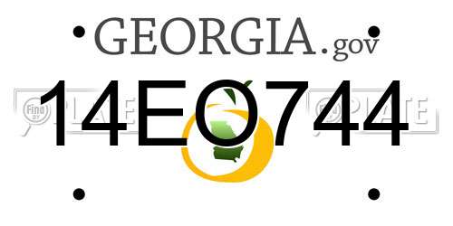 14EO744 Georgia License Plate