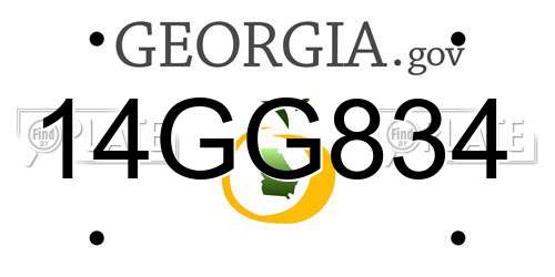 14GG834 Georgia License Plate