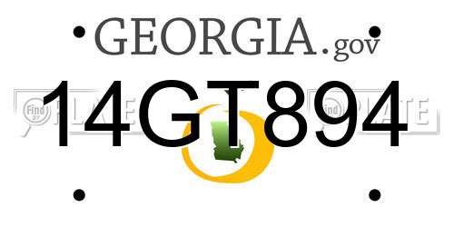 14GT894 Georgia License Plate