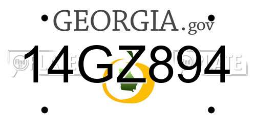 14GZ894 Georgia License Plate