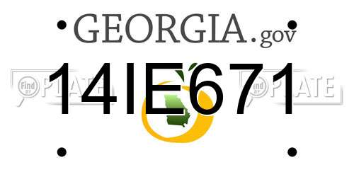 14IE671 Georgia License Plate