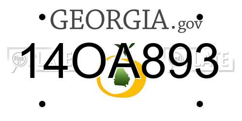 14OA893 Georgia License Plate