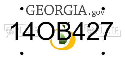 14OB427 Georgia License Plate