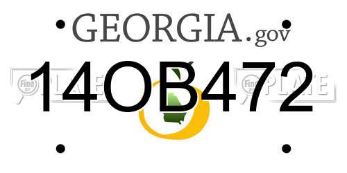 14OB472 Georgia License Plate