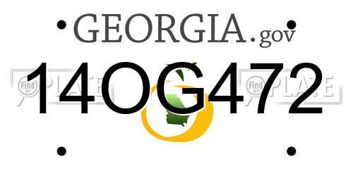 14OG472 Georgia License Plate