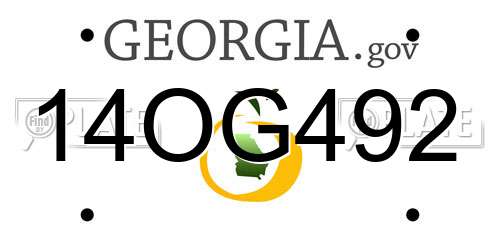 14OG492 Georgia License Plate