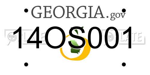 14OS001 Georgia License Plate