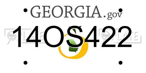 14OS422 Georgia License Plate