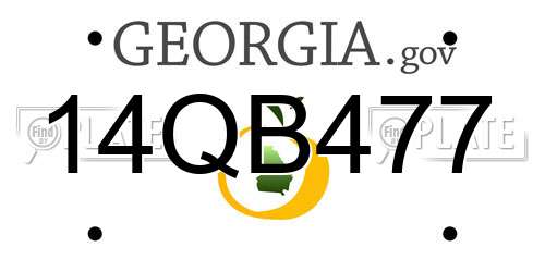 14QB477 Georgia License Plate