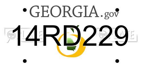 14RD229 Georgia License Plate