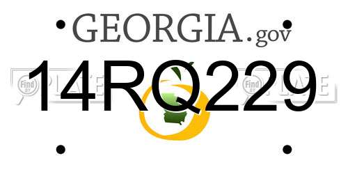 14RQ229 Georgia License Plate