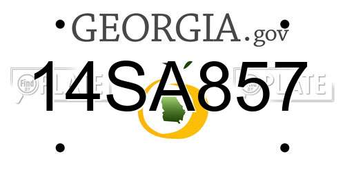 14SA857 Georgia License Plate