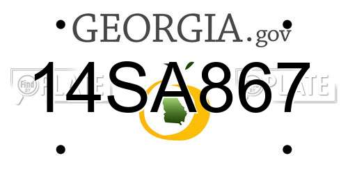 14SA867 Georgia License Plate