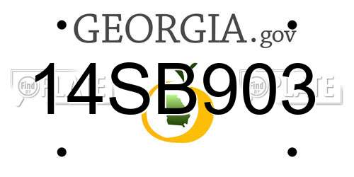 14SB903 Georgia License Plate