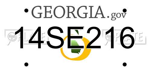 14SE216 Georgia License Plate